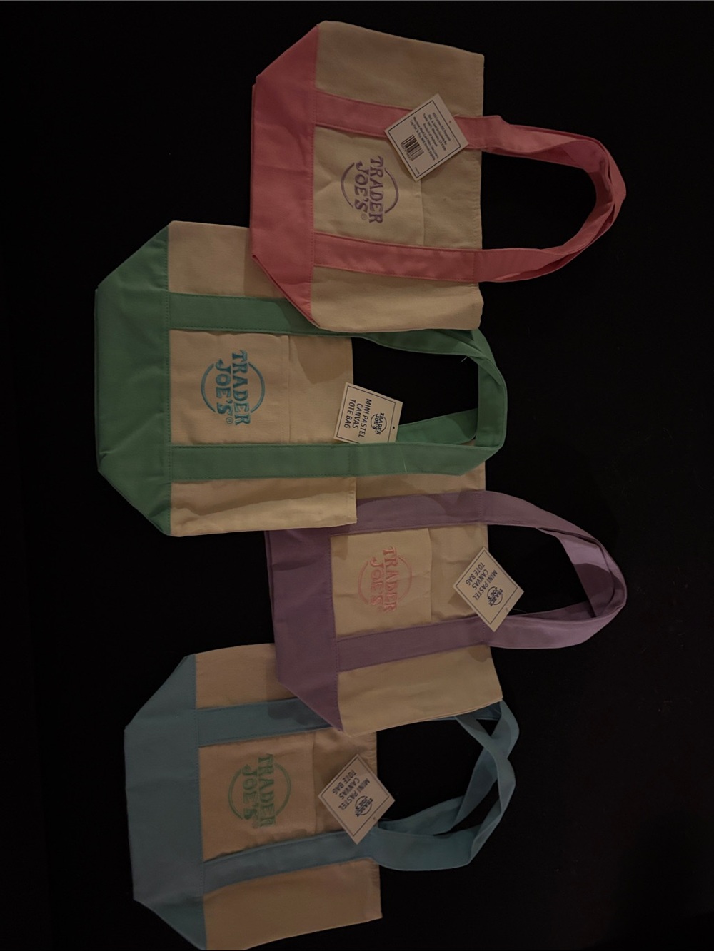 Trader Joe's Pastel Pink Canvas Tote Bag 4 pack